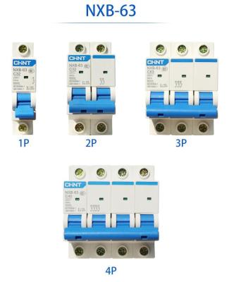 China Hot sale CHNT MCB NXB-63 series mini circuit breaker 1P 2P 3P 4P 6A 10A 16A 20A 32A 40A 63A in large stock NXB-63 for sale