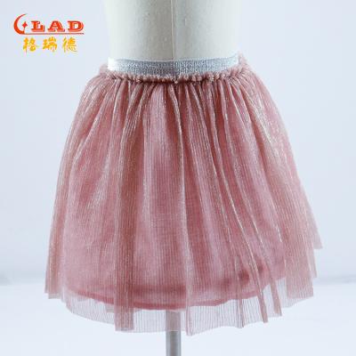 China Summer 2-12Years Breathable Cotton Striping Tulle To Trim Casual Elastic Waistband Shinny Girls Tutu Skirt for sale