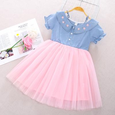 China Anti-wrinkle Stretching Hot Products Baby Dress Embroidered Flower Children Girls Dress for sale