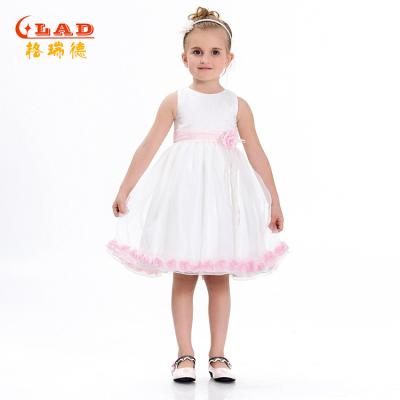 China Newest Year 7-8 Breathable Casual Baby Girl Dress White Princess Tulle Skirt Girl Dress for sale