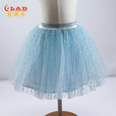 China Breathable Elastic Single Large Professional Ballet Girl Kids Baby Skirt Tulle Stripe Belt Tutu Basic Skirt for sale