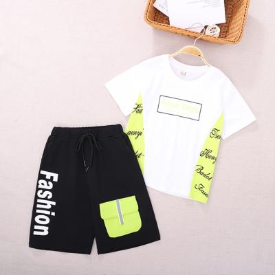 China Casual Baby Boy Clothes Sets Print Shorts Pocket Tees Children Kids Boutique Outfits Summer Boy T-shirt Set for sale