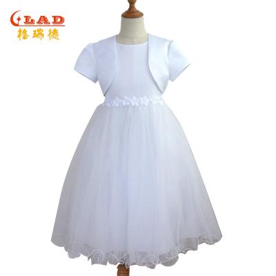 China Spagetti strap with beading along the neckline good selling white luxury church wear holy communion dresses first for children for sale