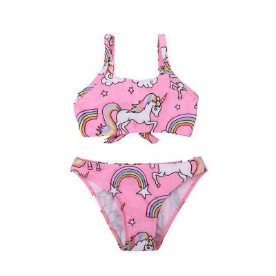 China Breathable Wholesale 2 Piece Set Cartoon Baby Kids Swimwear Girl Kids Bikini Suit Swimwear for sale