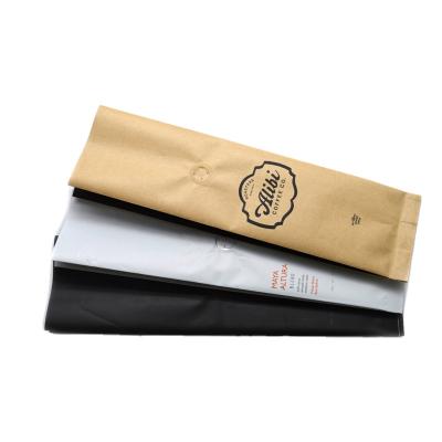 China Custom Printed Security Free Sample Side Gusset Aluminum Foil Lined Food Packaging Kraft Paper Coffee Bags With Valve for sale