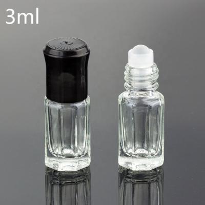 China Wholesale Factory Price Essential Oil Bottle New Design Personal Care 3ml Clear Roll-On Bottle With Stainless Steel Trackball for sale