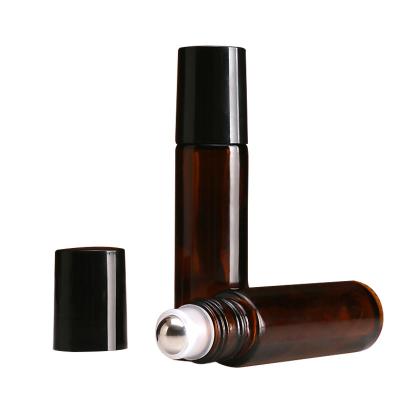 China Personal Care 10ml Dark Brown Glass Essential Oil Roll On Bottle for sale