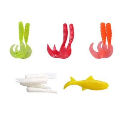 China Wholesale Luxury Advance Head Hooks Soft Long Tail Curly Worm Lure Bait Tackle Kits Accessories Sets With Box for sale