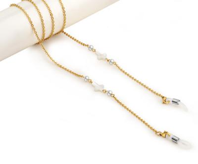 China Fashoin Factory Wholesale Gold Plated Metal Glass Accessories Glass Chain Chain for sale