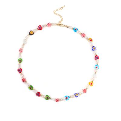 China Lifefontier BOHEMIA Bohemian Handmade Beads Choker Chain Necklace For Girls Necklace Statement Glass Colored Stone Jewelry for sale