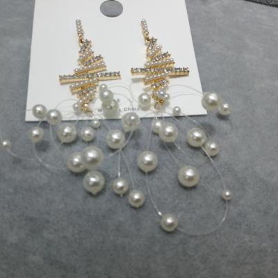 China 2019 Alloy+glass stone+plastic new design fashionable women's jewelry natural pearl charm earring for sale