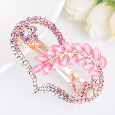 China Sweetie Custom Design Like Heart Shape Stone Glass Resin Ornament Alloy Stone Hair Clip for sale