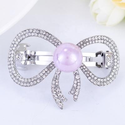 China Soft Promotion Custom Glass Pearl Alloy Stone Hair Clip for sale