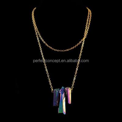 China Rainbow Natural Stone New Product Stone Pendant Necklace for sale