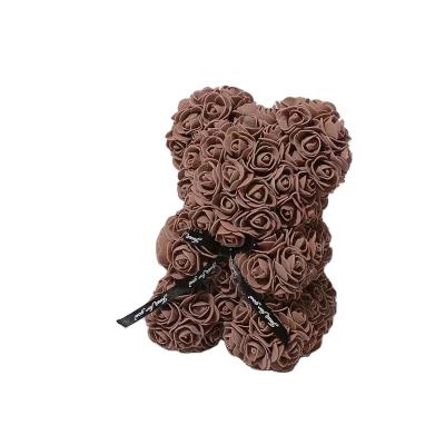 China Pe DIY 40cm Teddy Rose Bear With Box Artificial PE Flower Bear Valentine's Day For Girlfriend Women Wife Mother's Day Gifts for sale