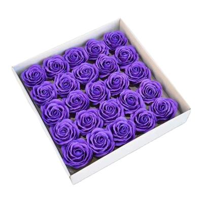 China Original PE Real Touch 50pcs/box 8cm Foam Roses With Green Leaves For Wedding Decoration for sale