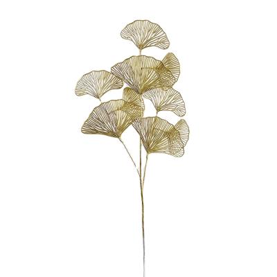 China Ginkgo Plastic Flower Gold Artificial Flowers for sale