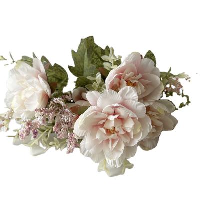 China Silk Camellia Rose Artificial Plastic Wall Decorative Peony Flower Wedding Decoration Home Flower Artificial Flowers for sale