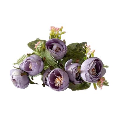 China European silk flower fake silk table decoration home camellia wedding bouquet simulation artificial flowers for sale