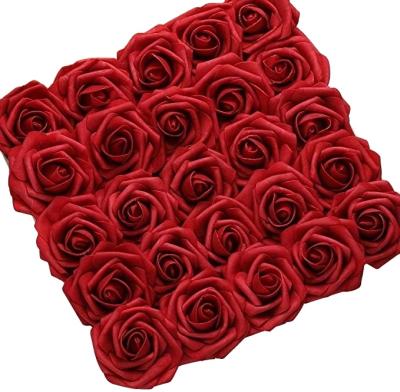 China Wholesale Bulk DIY 25Pcs/Box PE Wedding DIY Bouquets PE Foam Artificial Rose Flowers With Leaves And Stem Artificial Flowers for sale