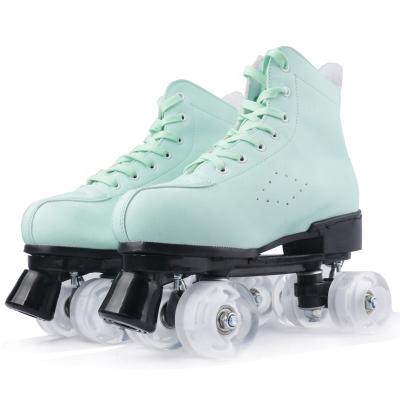 China Cheapest Buy Fashion Double-Row Roller Skates Adults\Comfortable Girls\Durable Four-four Flashing Roller for sale