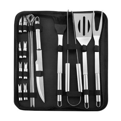 China Easily Cleaned Portable 18PCS Oxford Cloth Bag Stainless Steel Barbecue Grill Tool for sale