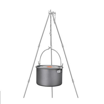 China Folding Outdoor Cookware Set Barbecue Camping Equipment Portable Camping Hanging Pot for sale