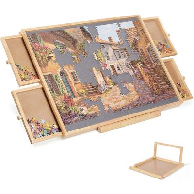 China Small MOQ USA large portable puzzle board 1500 piece puzzle non-slip felt covered wooden board with wooden stand for sale