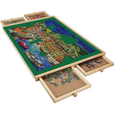 China Small MOQ USA large portable puzzle board 1500 piece puzzle non-slip felt covered wooden board ready to ship for sale