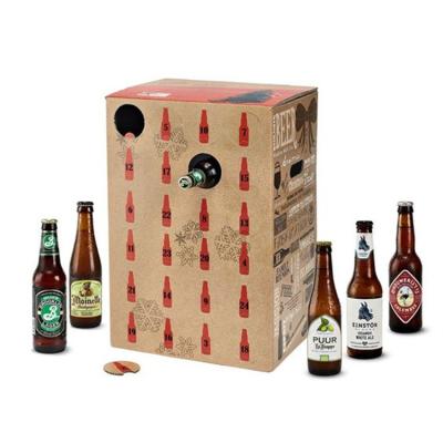 China Recycled Corrugated Beer Advent Calendar Box Shipping Cardboard Beer Materials Calendar Box 24 Custom Bottles for sale