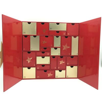 China Recycled Materials Calendar Box 24 Drawers Advent Calendar Box Christmas Countdown Custom Square Gift Box for sale