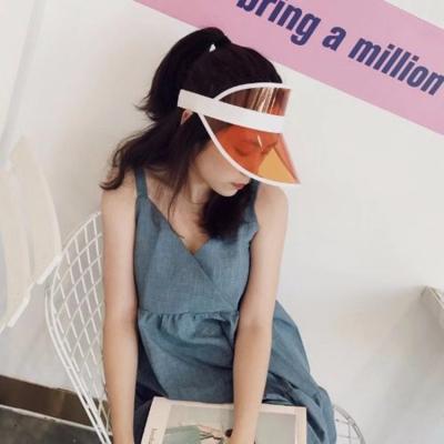 China breathable & Summer Candy Color PVC Waterproof UV Protection Custom Multicolor Adjustable Sun Visor Plastic Clear Sun Visor Hat for sale