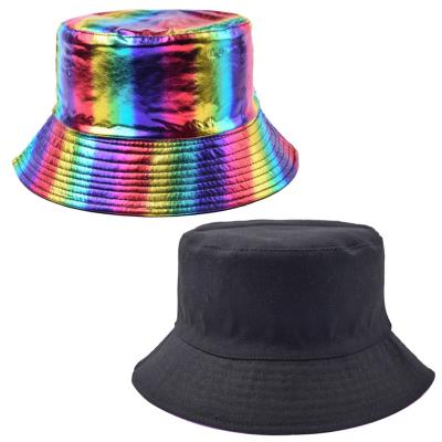 China Fashion \ Double Sided Bucket Sun Hat Women Designer Custom Shiny Silk Lining Satin Comfortable \ Durable Bucket Hat for sale