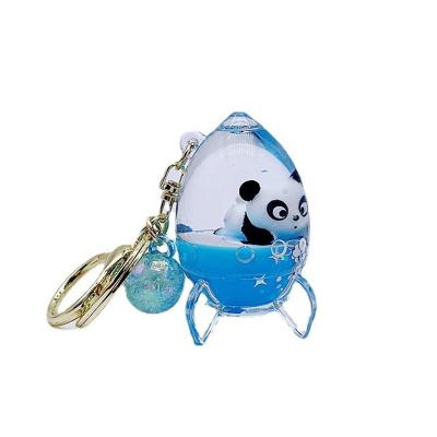 China Hot Selling Trendy Panda Cartoon Keychain Acrylic Charm Custom Made Floating Liquid Key Chain for sale