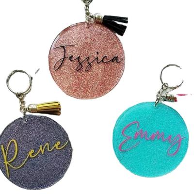 China Promotion Gift Custom Shape Logo Stamp Glitter Keychain Acrylic Glitter Keychain Hot UV Printing Plastic Acrylic Luxury Glitter Keychain for sale