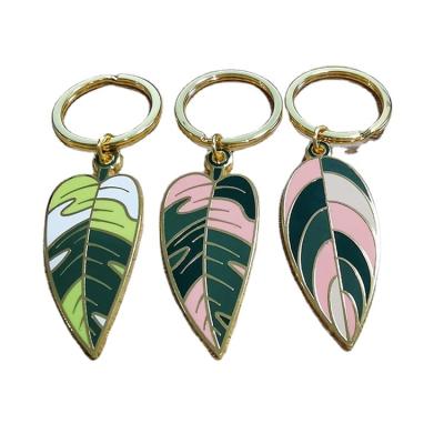 China Promotion Gift Good Quality Cheap Custom Metal Hard Enamel Key Chain Leaf Key Chains for sale