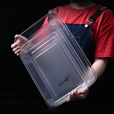 China Lidless Kitchen Sustainable Food Storage Box , Living Room Square Plastic Transparent PET Bowl High Bowl. for sale