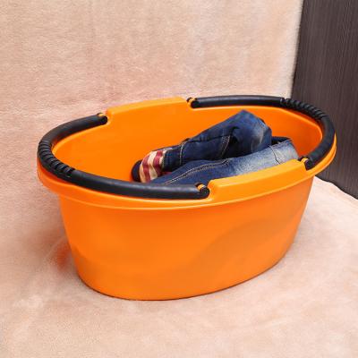 China Sustainable Plastic Oval Portable Basin With Lid And Handle Plastic Basket Thickened Anti-fall Storage Basket for sale