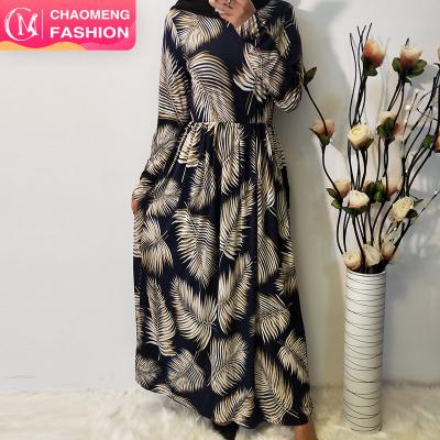 China 6099# Jersey Fashion Abaya Casual Wear Striping Spandex Long Sleeves Modest Maxi Dress Muslim Dress for sale