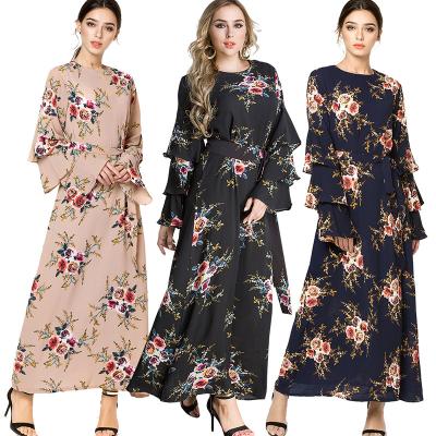 China 9071# floral sleeve Maxi Muslim Dress Wholesale M L XL XXL 3XL 4XL 5XL 6XL 7XL/Customized Ladies Modest Fashion Dresses For Women Long Abaya for sale