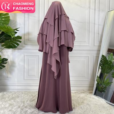 China 2295# New Arrival Women's Layered Chiffon Hijab Basic Shawls 3 Long Hijabs Premium Muslim Ladies Matching Abaya Dresses 15 Colors One Size for sale