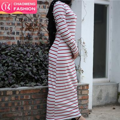 China 6225# Cotton Spandex Bodycon Maxi Long Sleeve Dress Islamic modern clothing S M L XL 2XL for sale