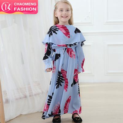 China 1902# Flower Print Long Sleeve Kids Clothing Islamic Abaya S M L XL XXL 3XL 4XL Girls Muslim Causal Dresses for sale