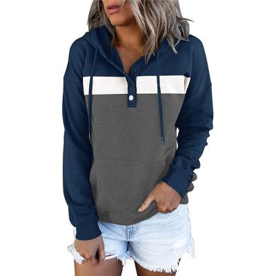 China New Product Breathable Fashion Hooded Collar Color Blocking Buttoned Long Sleeve Pullover Sweater Coat for sale