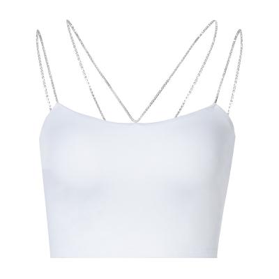 China Hot Selling Breathable White Soft Breathable Fabric Ladies Sexy Short Camisole for sale