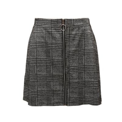 China Fashion soft breathable early style spring canfort zipper plaid design tight fitting ladies skirt for sale