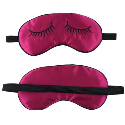 China EYE Rose Red Satin Fancy Newest Product Eyelash Embroidery Eye Mask for sale