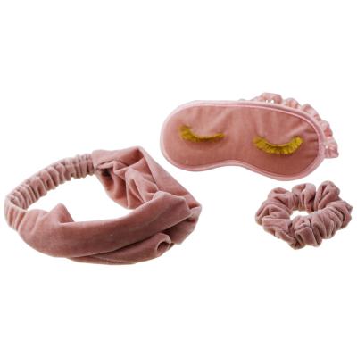 China 2020 Fashionable New Design Bady Girls Velor Hair Scrunchie Head Band Sleeping Eye Mask for sale