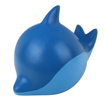 China Blue Europe Dolphin Resin Piggy Bank Cute Cartoon Sea Animal Coin Bank Piggy Bank For Children for sale