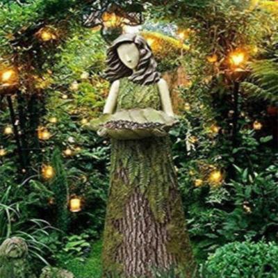 China 2022 New Arrivals Art Decor Resin Forest Fairy Bird Feeder Spirit Statue Miniature Kit Miniature Kit For Garden Decoration for sale